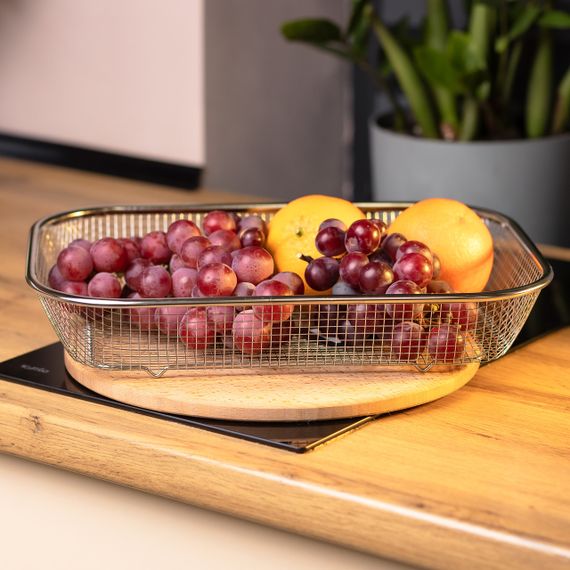 Сито-корзина для мытья овощей и фруктов 37.5х27.5х6.8 см дуршлаг из нержавеющей стали HP-19-23-L | Зображення 5