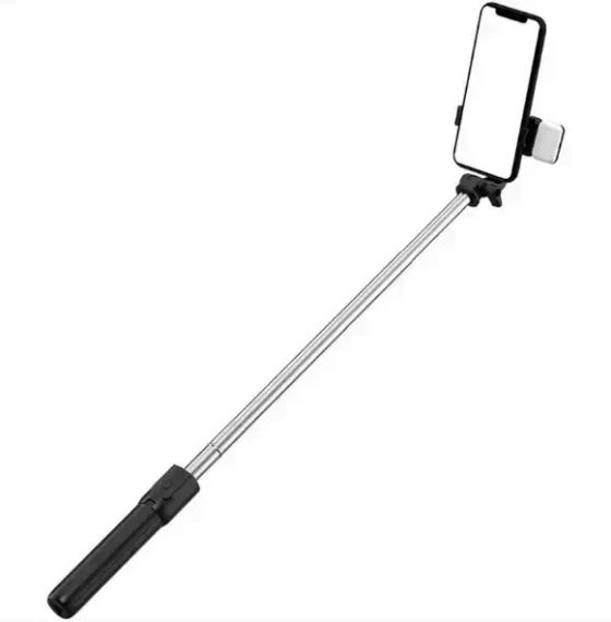 Селф палка, штатив-монопод для телефона с Bluetooth пультом и LED светом Selfie Stick DF-01S AND 5222 (черный) | Зображення 7