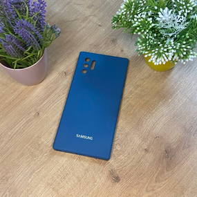 Чехол-накладка силикон с микрофиброй Samsung Galaxy Note 10 Plus  Синий