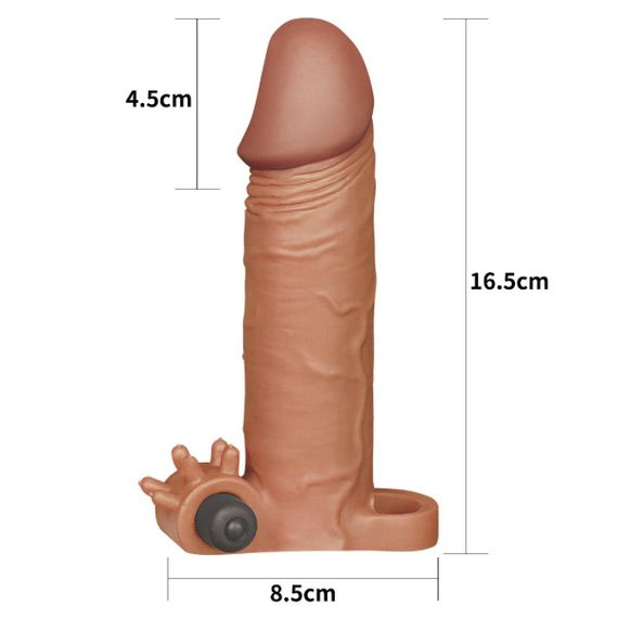 Насадка на член с вибрацией Pleasure X-Tender Vibrating Penis Sleeve Brown sexstyle | Зображення 1