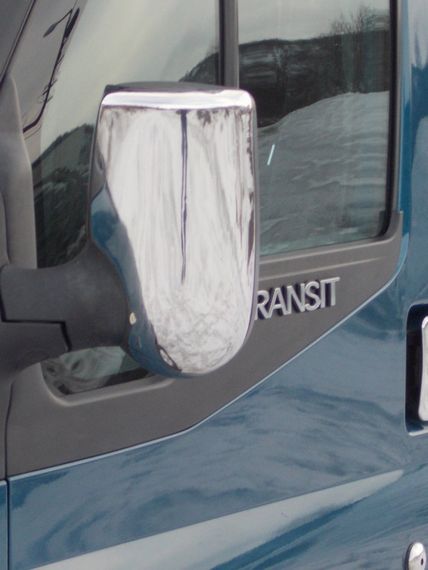 Накладки на дзеркала (2 шт) Carmos - Хромований пластик для Ford Transit 2000-2014 рр | Зображення 2