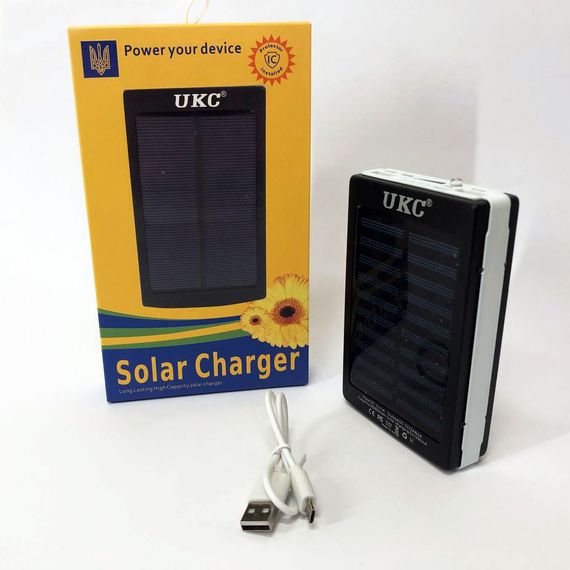 УМБ Power Bank Solar 20000 mAh мобильное зарядное с солнечной панелью и лампой, повербанк для планшета UM-93 | Зображення 1