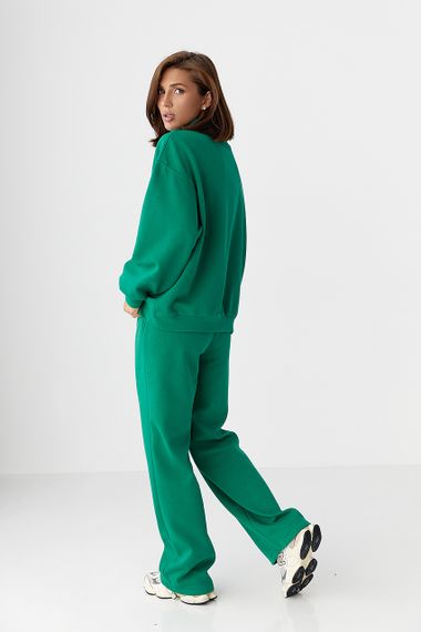 Бавовняний спортивний костюм із худі на блискавці - зелений цвет, ONE SIZE (є розміри) | Зображення 1