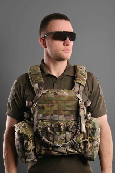 Плитоноска 2E Tactical , Тип 1, з кишенями для бічного захисту і підсумками, Молле, камуфляж (2E-MILPLACARR1-MC) | Зображення 1