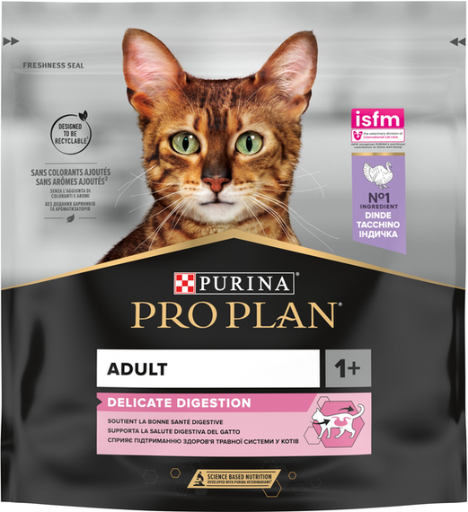 Сухий корм PRO PLAN Adult 1+ Delicate Digestion для дорослих котів із чутливим травленням індичка 0.4 кг