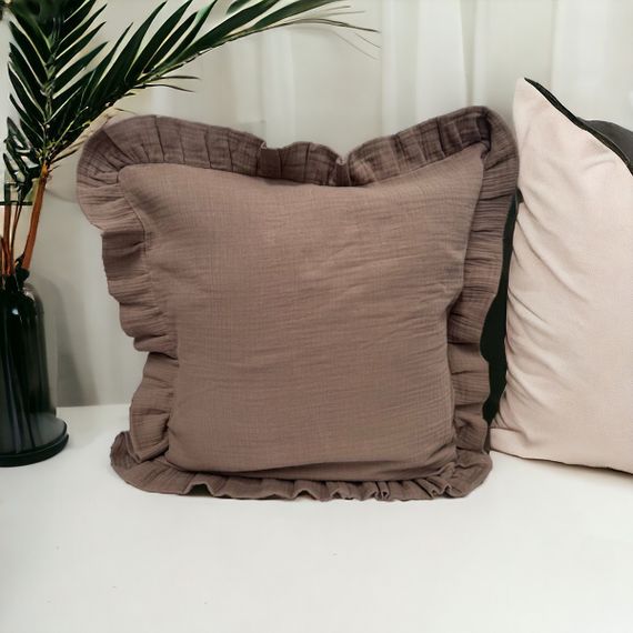 Наволочка декоративна SoundSleep Muslin Coffee 45х45 см з рюшами кава (94331967) | Зображення 2