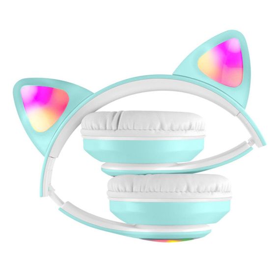 Беспроводные Bluetooth-наушники с кошачьими ушками, STN-28, Голубые / Детские наушники с подсветкой и | Зображення 4