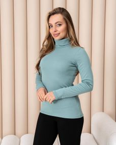 Женская теплая водолазка-гольф полушерсть на термо флисе цвет бирюзовый размер 42/44 DM09.09