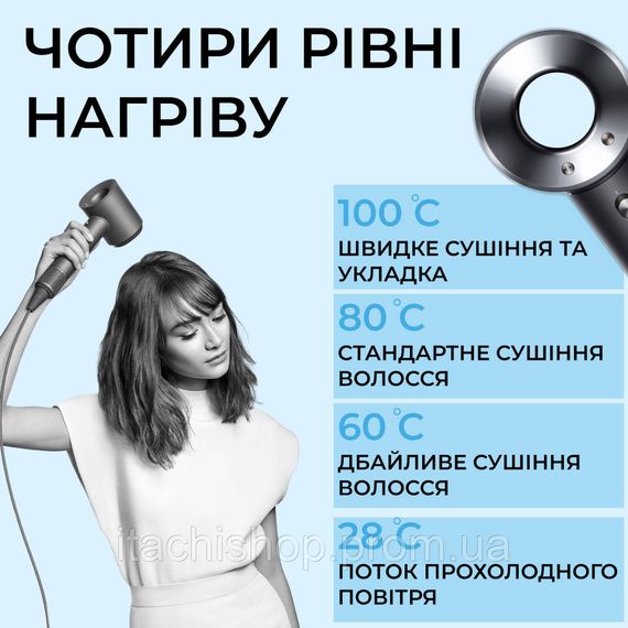 Фен стайлер для волос Supersonic Premium 1600 Вт Magic Hair 3 режима скорости 4 температуры Серый | Зображення 3