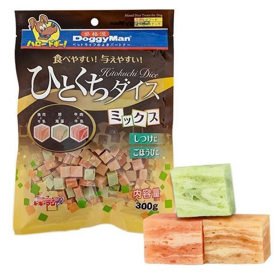 DoggyMan Mixed Dice Treats доггимен кубики микс курица, говядина, треска лакомство для собак 0.3кг