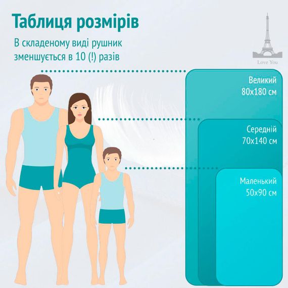 Рушник спортивний мікрофібра з чохлом Love You Блакитний 50х90 см (60141) | Зображення 3