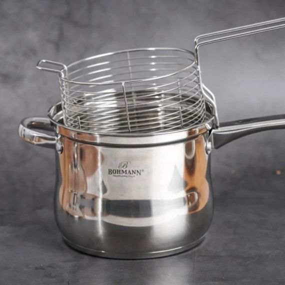 Каструля-фритюрниця Bohmann BH-1667 FR, 3.4 л, 18 см, з нержавіючої сталі з кришкою | Зображення 2
