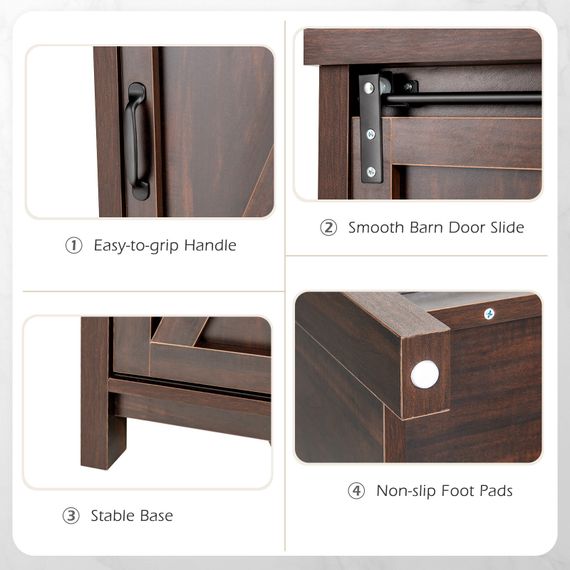 Кухонный комод-буфет Costway Sideboard с амбарной раздвижной дверцей лофт рустик | Зображення 9
