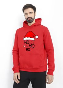 Худі чоловіче червоне з принтом "Ho-ho-ho", XL