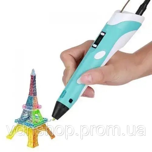 3D ручка з LCD дисплеєм та набором еко пластику для 3Д малювання 3D Pen Blue | Зображення 3