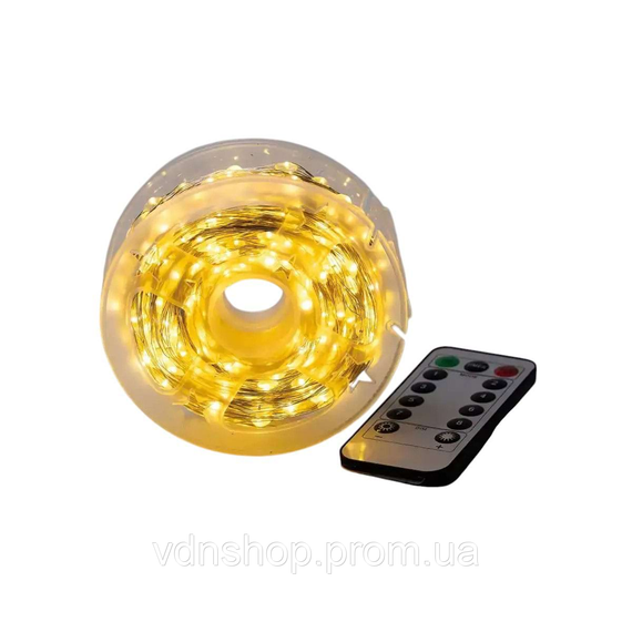 Гірлянда роса на пульті 100 метрів на 1000 світлодіодів крапля білий провід жовтий 1000L100MWY | Зображення 6