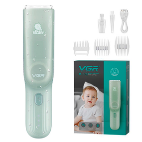 Машинка для стрижки дітей безшумна з витяжкою VGR V-155, 4 безпечні насадки, IPX8, зелена