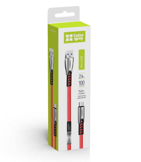Кабель USB MicroUSB ColorWay CW-CBUM011-RD 2,4A 1м червоний | Зображення 2