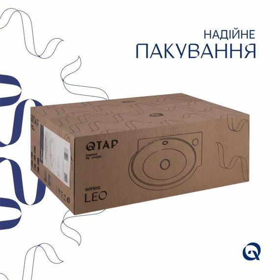 Комплект Qtap Leo: Раковина підвісна овальна права 430x285x160 мм White + Донний клапан PU02O | Зображення 5