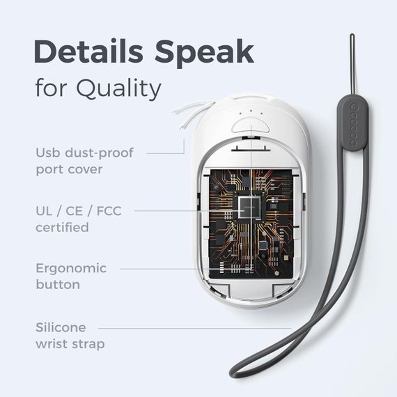Магнитные электрические грелки для рук 2-в-1 5000 mAh Ocoopa Heater UT3 Lite | Зображення 4