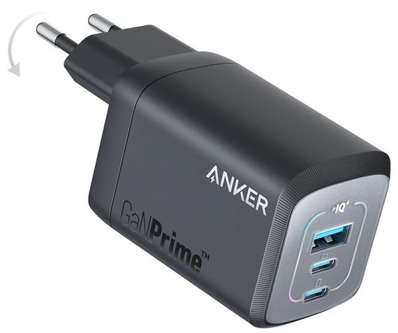 Мережевий зарядний пристрій Anker GaNPrime Charger - 67W, 2xUSB-C PD & 1xUSB-A Black
