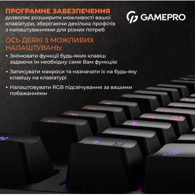 Клавиатура GamePro MK180B Hot-Swap Red Swich RGB USB UA Black (MK180B) | Зображення 6