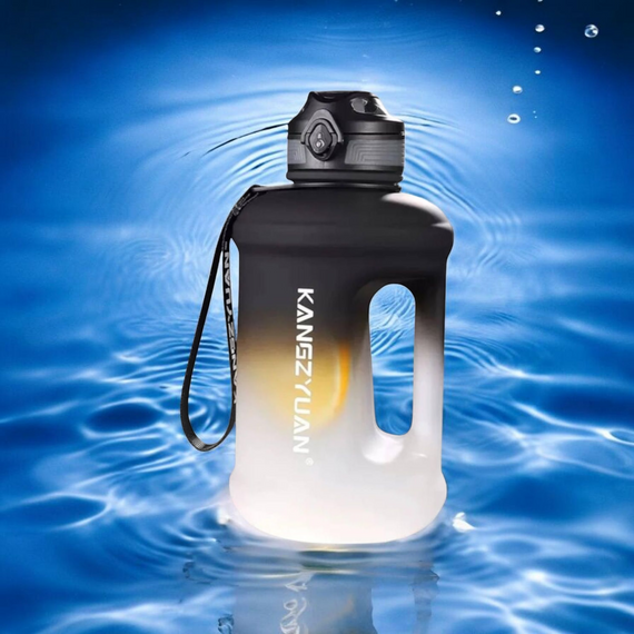 Еко-пляшка KANGZYUAN 2500 мл (2.5 л) — Чорна Tritan BPA-free, ударостійка, спортивна з ручкою та ремінцем | Зображення 6