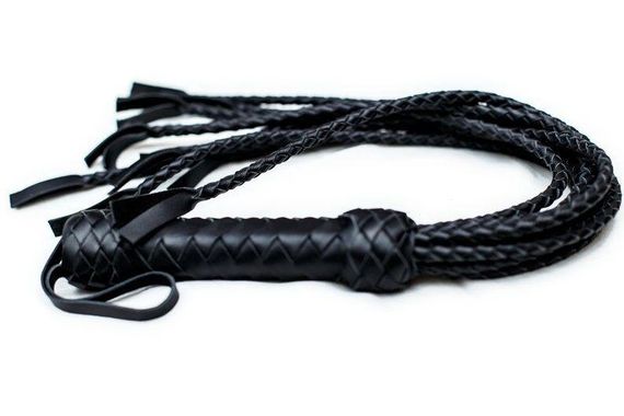 Флоггер Кошка, 9 плетенных хвостов по 50 см, цвет черный Sex Aura | Зображення 4