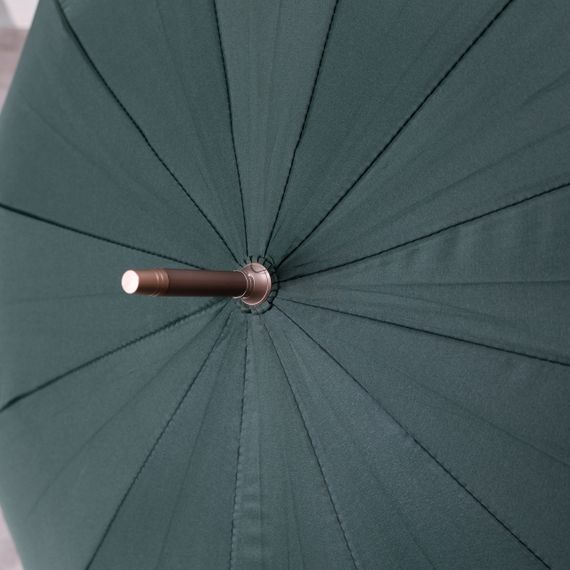 Класична парасолька-тростина з чохлом напівавтомат з поліестеру міцна надійна 12 спиць діаметр 120 см Зелений HP-23-16GR | Зображення 8
