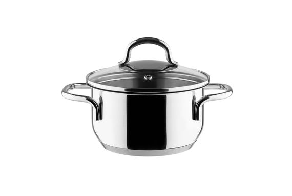 Каструля Vinzer Techno 50078, 1.1 л, 14 см, з нержавіючої сталі з кришкою, для всіх типів плит | Зображення 1