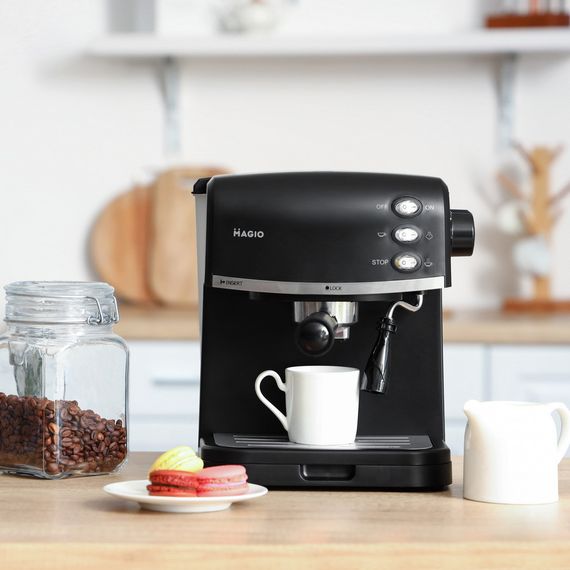 Кофеварка рожковая Magio MG-963, 15 бар для эспрессо и капучино, кофемашина для дома | Зображення 3
