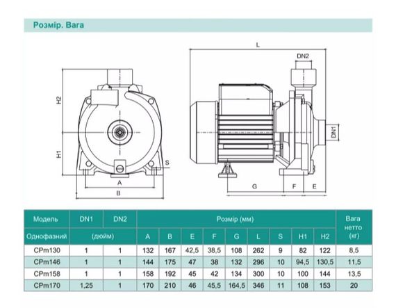 Відцентровий насос Shimge CPm 170 | Зображення 1