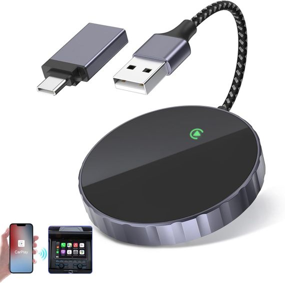 Бездротовий адаптер CarPlay Plug & Play, перетворення дротового Карплей для iPhone iOS 10+ для авто з 2015 року