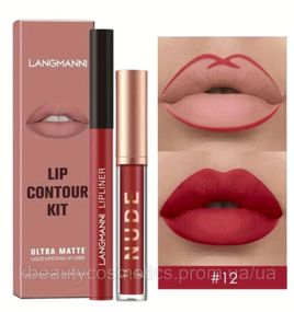 Набір 2 в 1 (рідка матова помада і контурний олівець) Langmanni №12