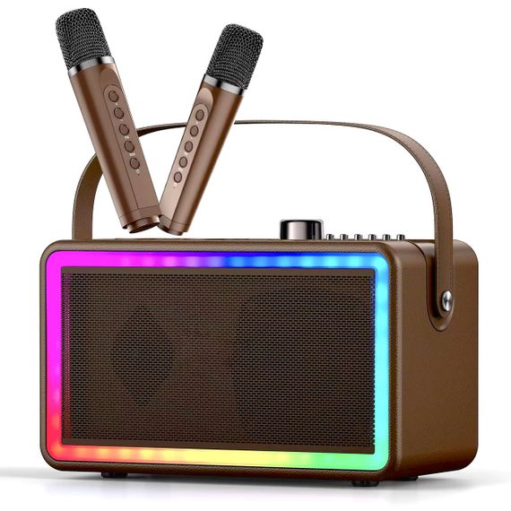Беспроводная Портативная Караоке-система SDRD SP500 на Два Микрофона Bluetooth Колонка с LED-подсветкой, 3D-звуком и Эхо-эффектом