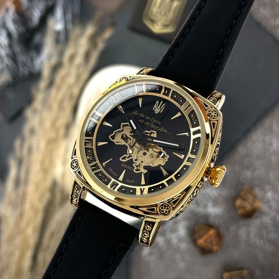 Жіночий годинник Awarder 021-3D Де би не була Gold-Black-Black Leather | Зображення 1