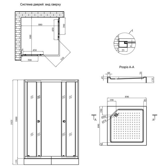Душова кабіна Agua Elposo-Q.S.F.D.90x90 см (CV031236) | Зображення 1