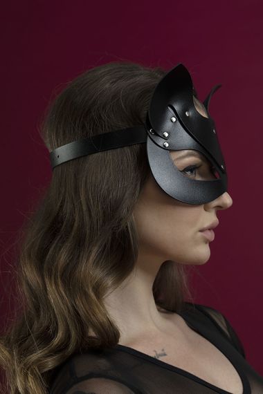 Маска кішечки Feral Feelings - Catwoman Mask, натуральна шкіра, чорна | Зображення 1