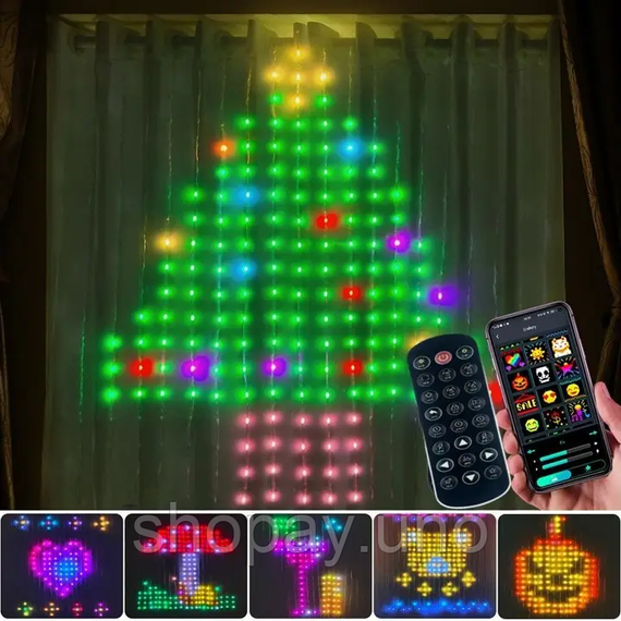 Гірлянда Штора від мережі 3х3 м 400LED RGB + пульт дистанційного керування, SF-1 / Розумна гірлянда з додатком на телефон | Зображення 6