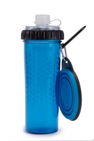 Пляшка дорожня подвійна для корму та води Dexas Snack DuO with Companion Cup, 720 мл, блакитна