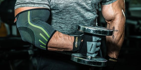 Компресійний налокітник MadMax MFA-283 3D Compressive elbow support Dark grey/Neon green S | Зображення 9