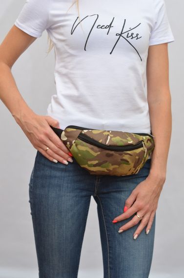 Сумка поясна бананка 4Profi Міні з принтом Камуфляж пісок з двома відділеннями 20036