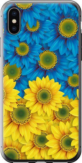 Чехол на iPhone XS Жёлто-голубые цветы "1048u-1583-17620"
