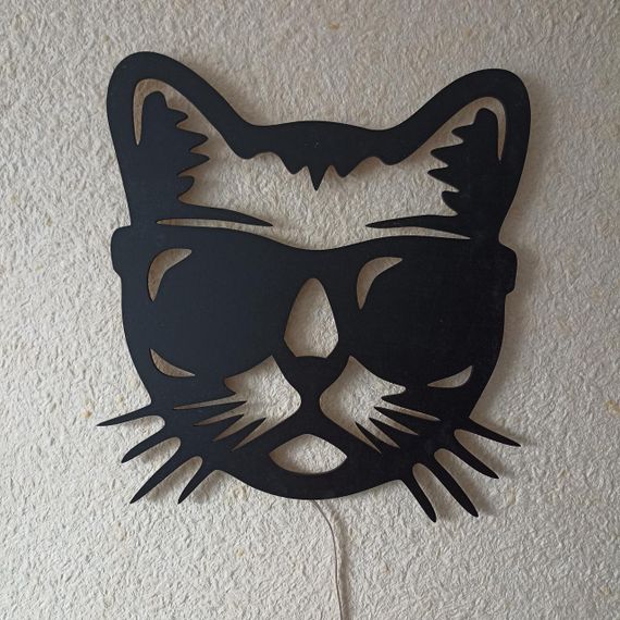 Панно декоративная картина на стену Кот в очках 400х400 acr-p000095 | Зображення 1