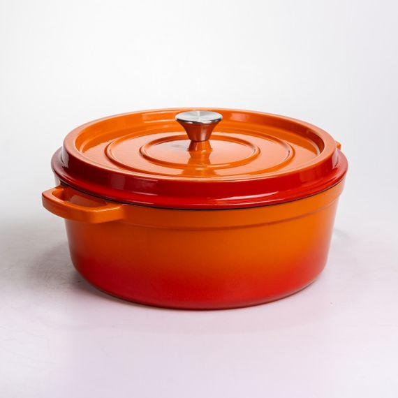 Кокотниця чавунна емальована 7,5 л, помаранчевий Yiwu HP-FLG-7 ORANGE | Зображення 5
