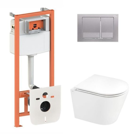Готове рішення Qtap для ванної кімнати: підвісний унітаз Scorpio Ultra Quiet 520x365x365 + комплект інсталяції Nest 4 в 1