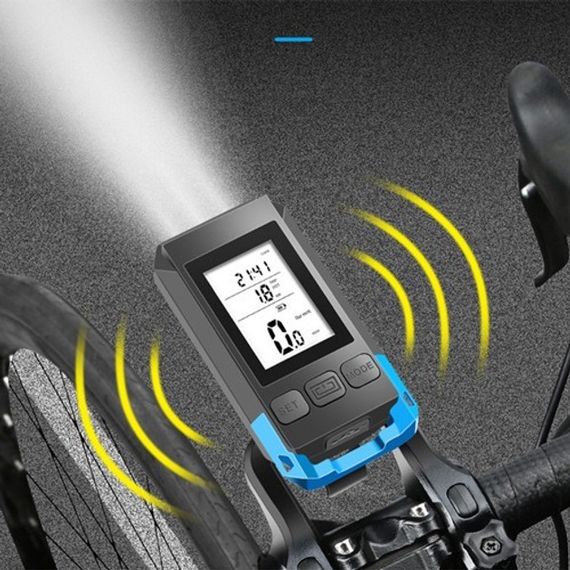Велофара с компьютером и сигналом MT-088-T6, 450Lum, 18650 (2200mAh), кнопка, Освещение для велосипеда | Зображення 4