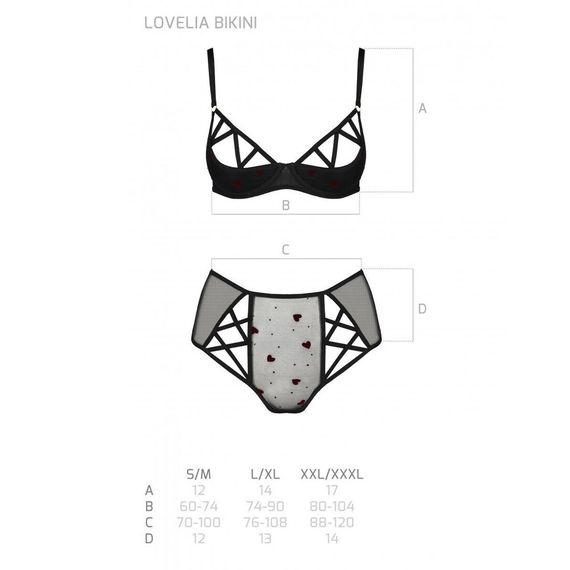 Еротичний комплект з малюнком Passion LOVELIA BIKINI S/M, black | Зображення 4