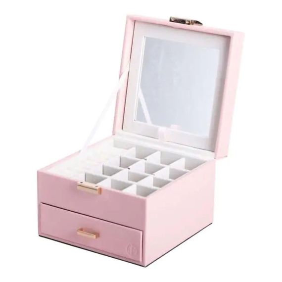 Скринька для прикрас з еко шкіри 2 яруси органайзер для ювелірних виробів HP-5-2P | Зображення 4