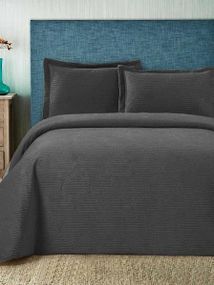 Покрывало(240х260см) с наволочками (50х70см) Toskana Antrasit Велюр